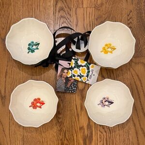Diane Von Furstenberg Cream Bowls with Floral Accents